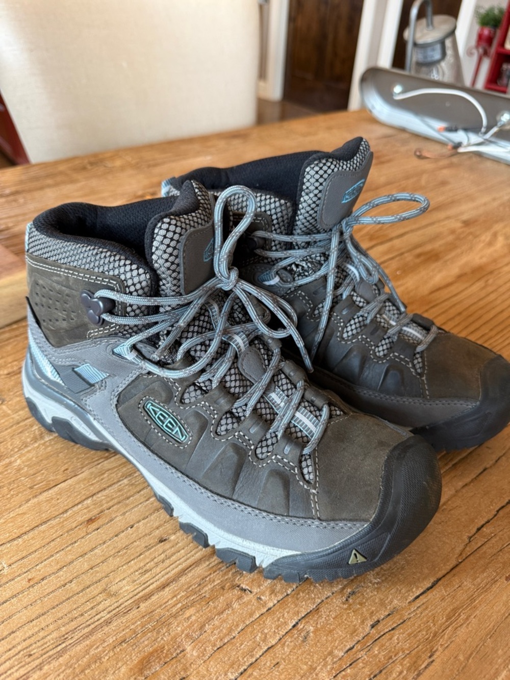 Keen Gray Hiking Boots with blue Accents